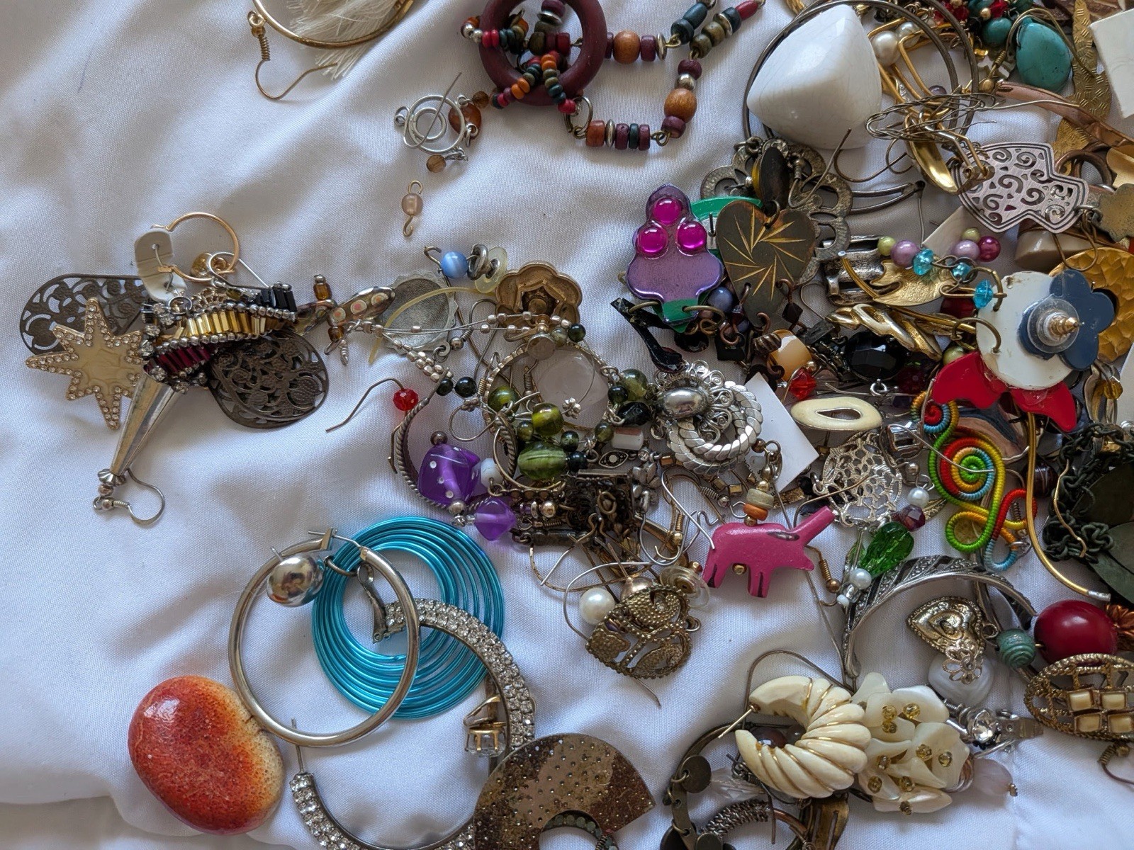 Craft Earrings Lot, 1 lb., mismatched.