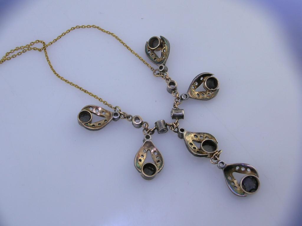 9ct / 9 carat Gold & Sterling Silver Edwardian Style Necklace