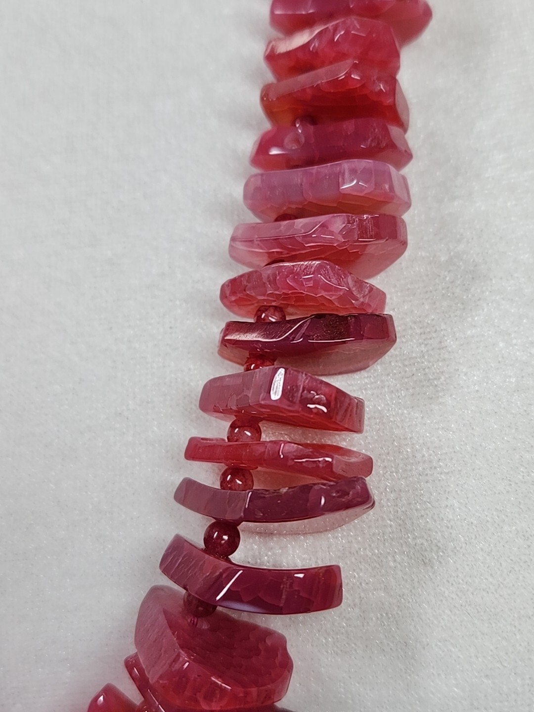 Gorgeous Pink Crackle Agate Stone .925 Clasp Statement Beaded Necklace 148g