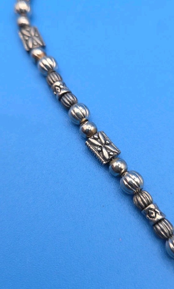 Vintage Silver Toned Toggle Bracelet With Cross & Heart