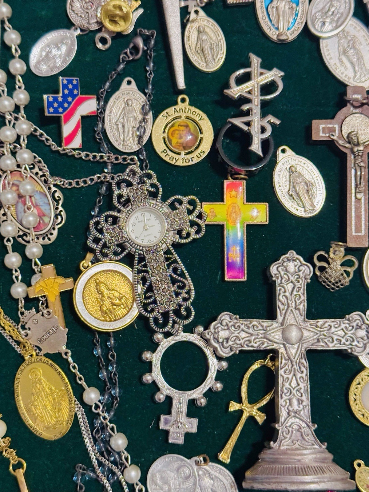 Vintage Modern Religious Cross Necklace Jewelry Lot 120+ Italy Germany Bethlehem