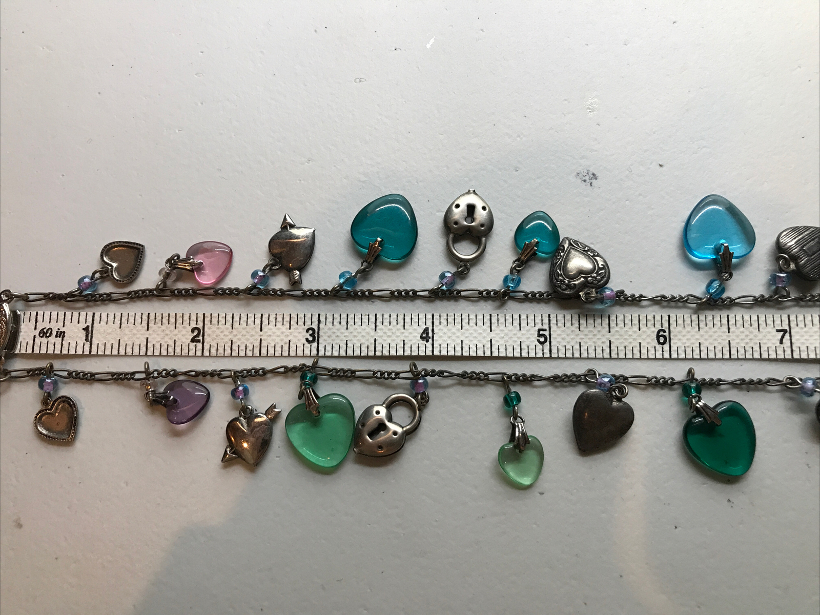 Vintage Glass Works Studio Glass & Silver Charms in Multi Colors Necklace 23