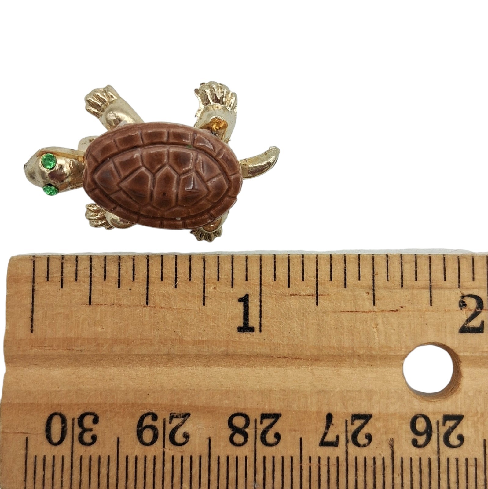 Vtg Gold Tone Turtle Brooch Set Ceramic Porcelain Shell Figural Pins Pair