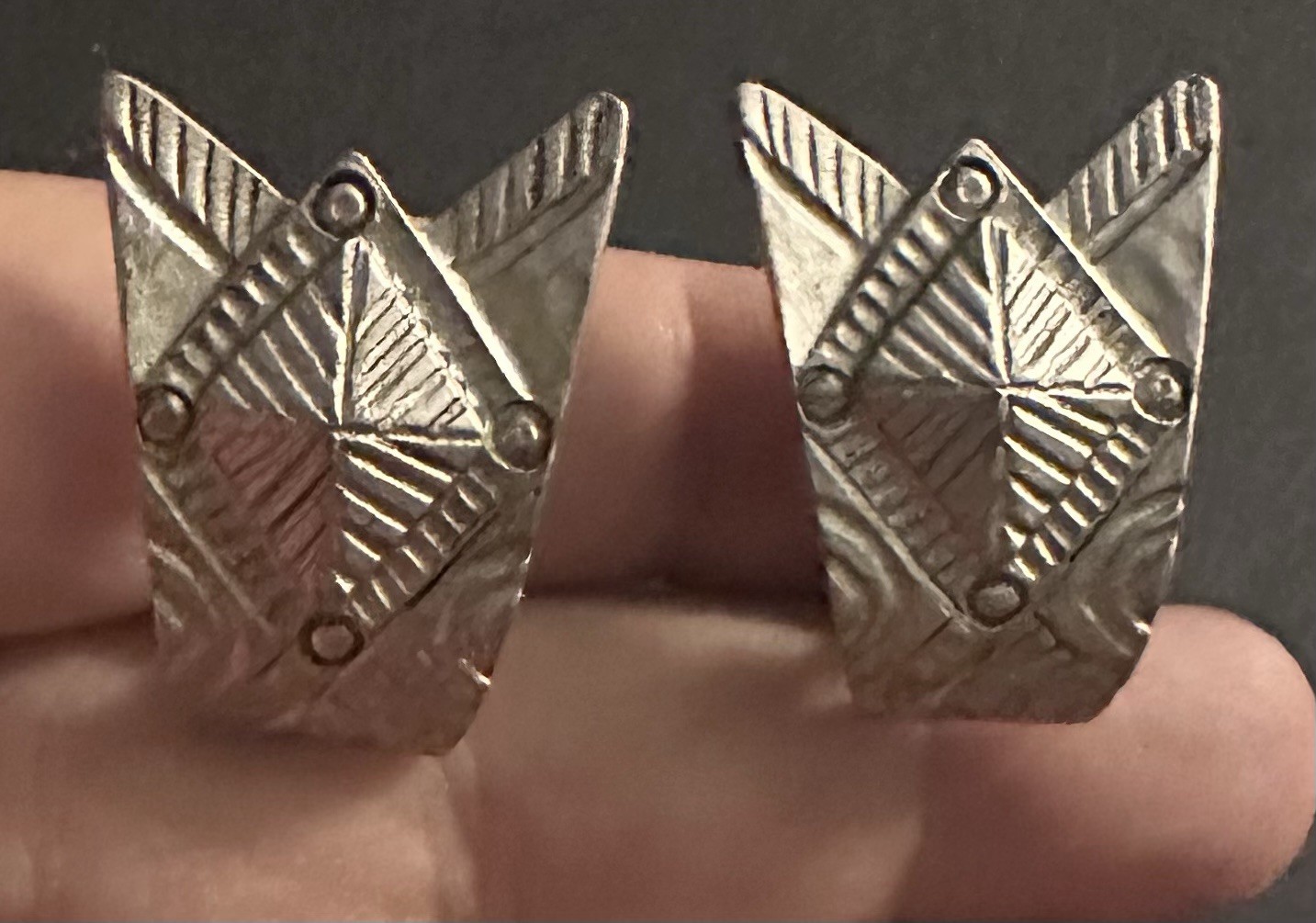 Vintage 1980s Silver Tone ORENA PARIS Clip-On Earrings ‘80s