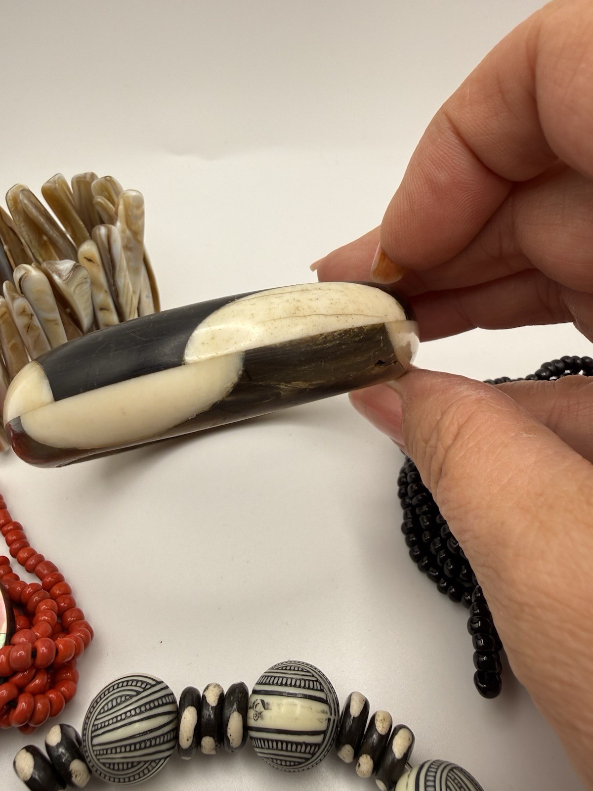 Vintage Boho Bracelet Lot Wood Acrylic Shell