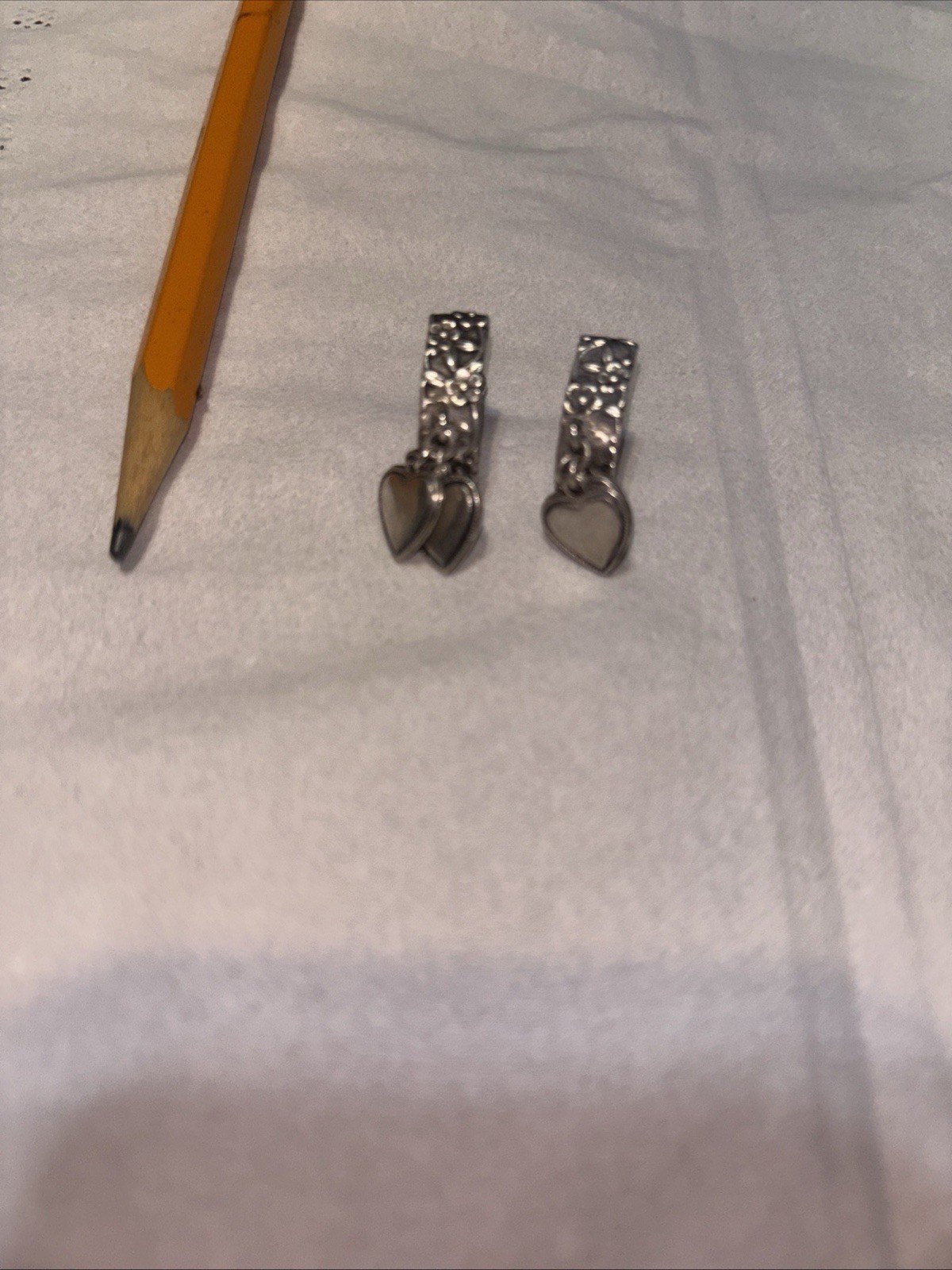 Vintage Sterling Silver Hearts And Flowers Screwback Earrings
