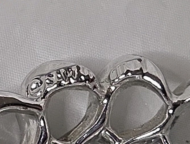 Vintage Silver Tone Geometric Swirl Ribbon Brooch Signed Sarah Coventry Used
