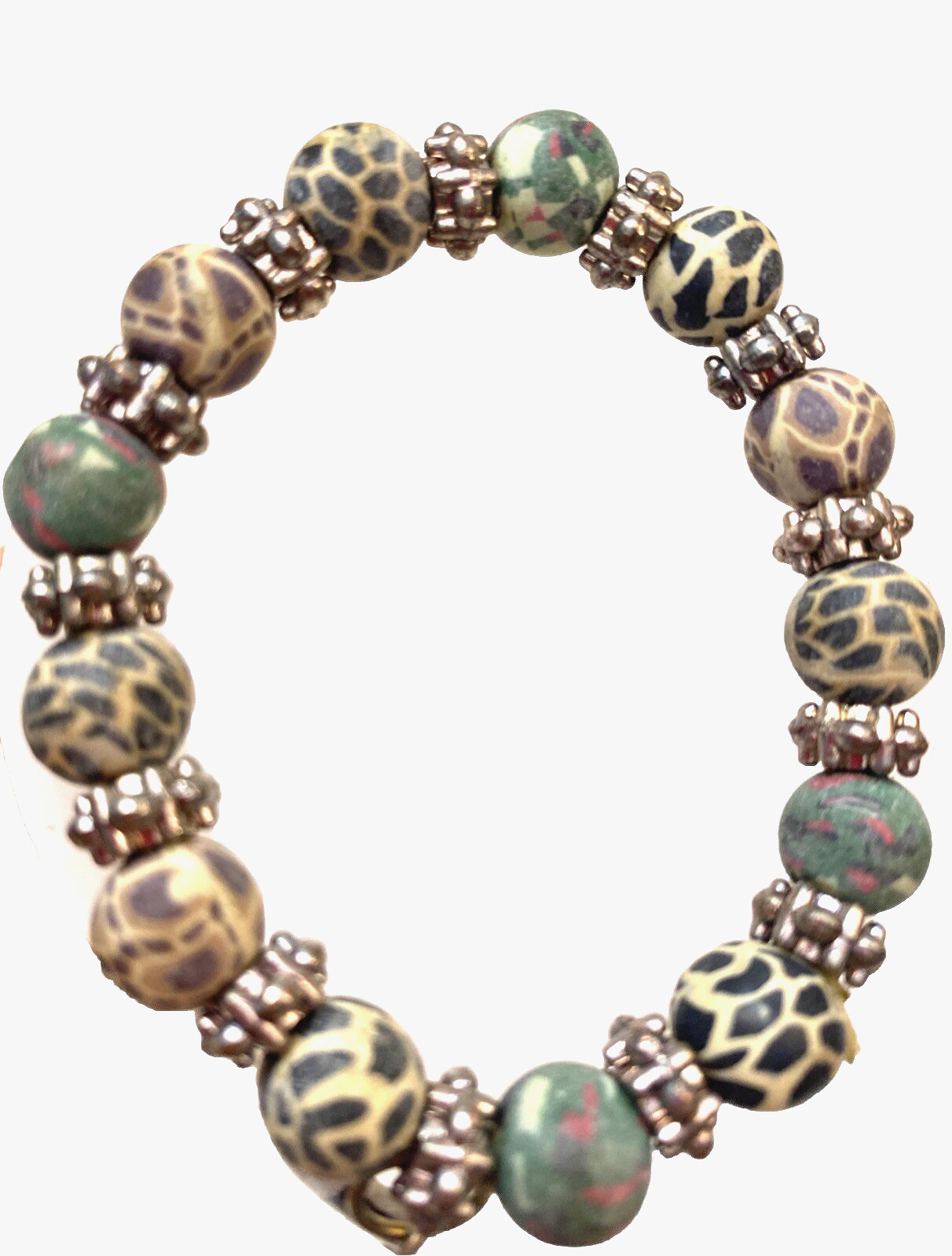 Charm Stretch Beaded Bracelet 7 Silver Heather