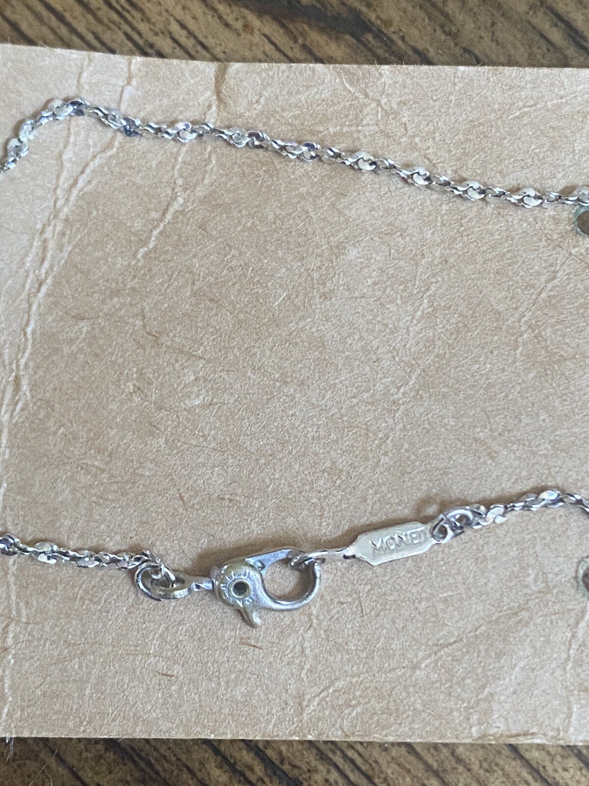 Vintage Signed Monet Silver Tone Twisted Chain Bracelet 7″ sister clasp