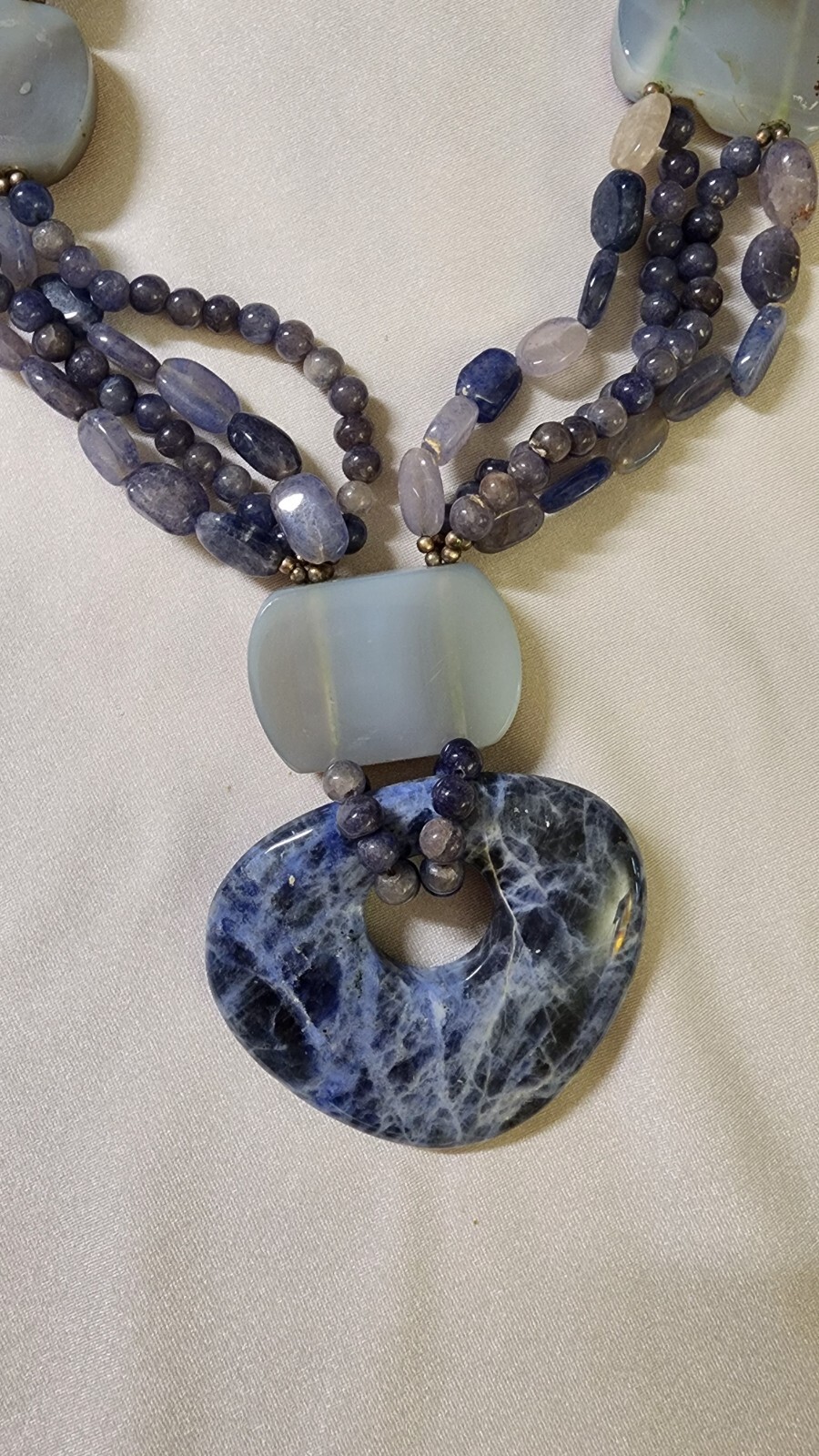 Amy Kahn Russell AKR Sterling Silver Druzy Lapis 925 Chunky Necklace Vintage