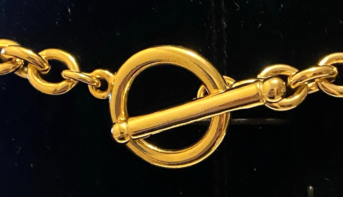 Vintage Piscitelli Gold Tone Necklace Signed Toggle Closure 18 Inches