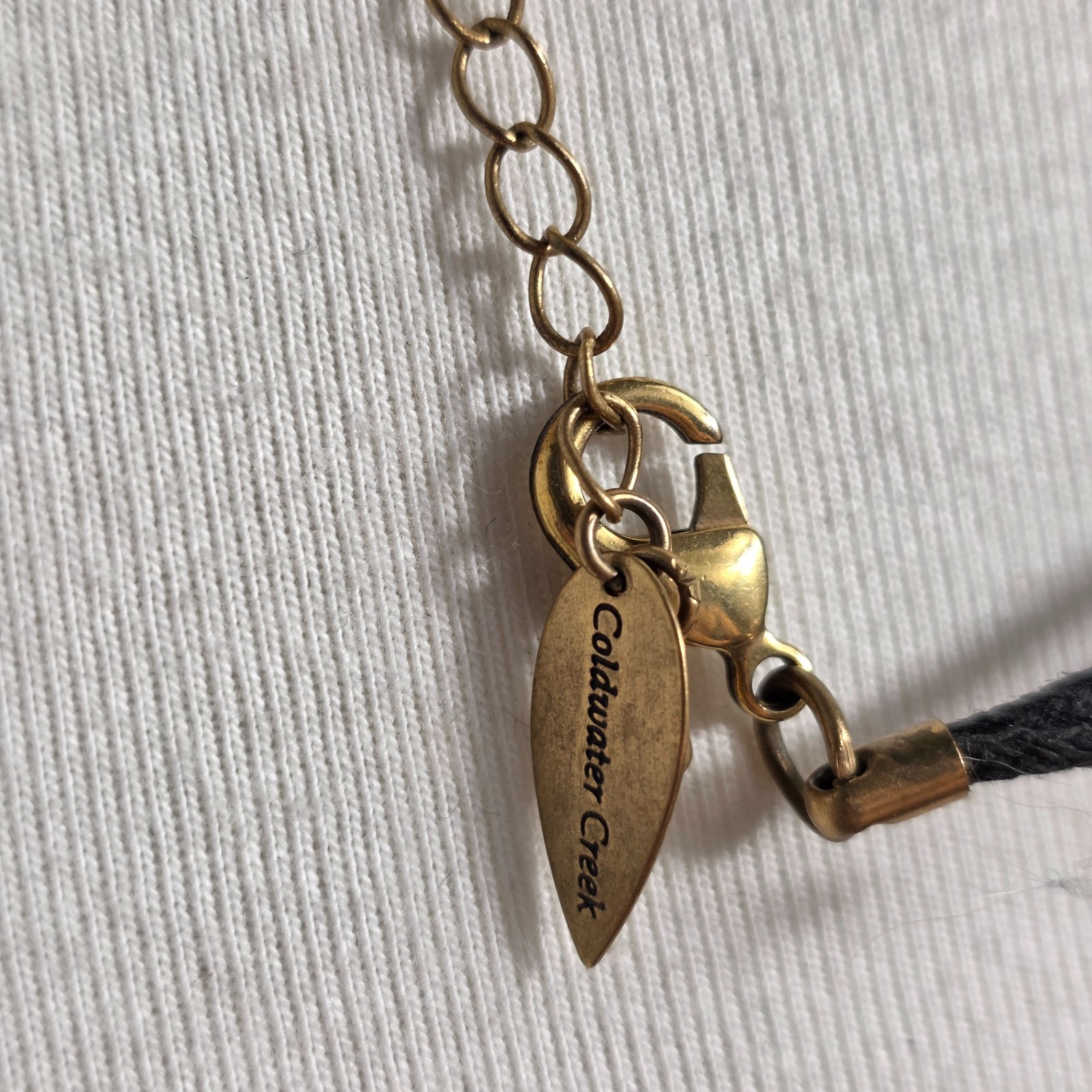 Coldwater Creek Multi-Layered Pendant Necklace Teal Resin Ring Bronze Discs
