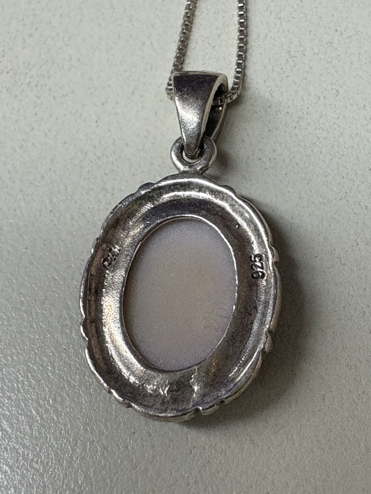 Beautiful Vintage Unique Pink Stone 925 Italy Pendant & Chain Necklace 925 Nice