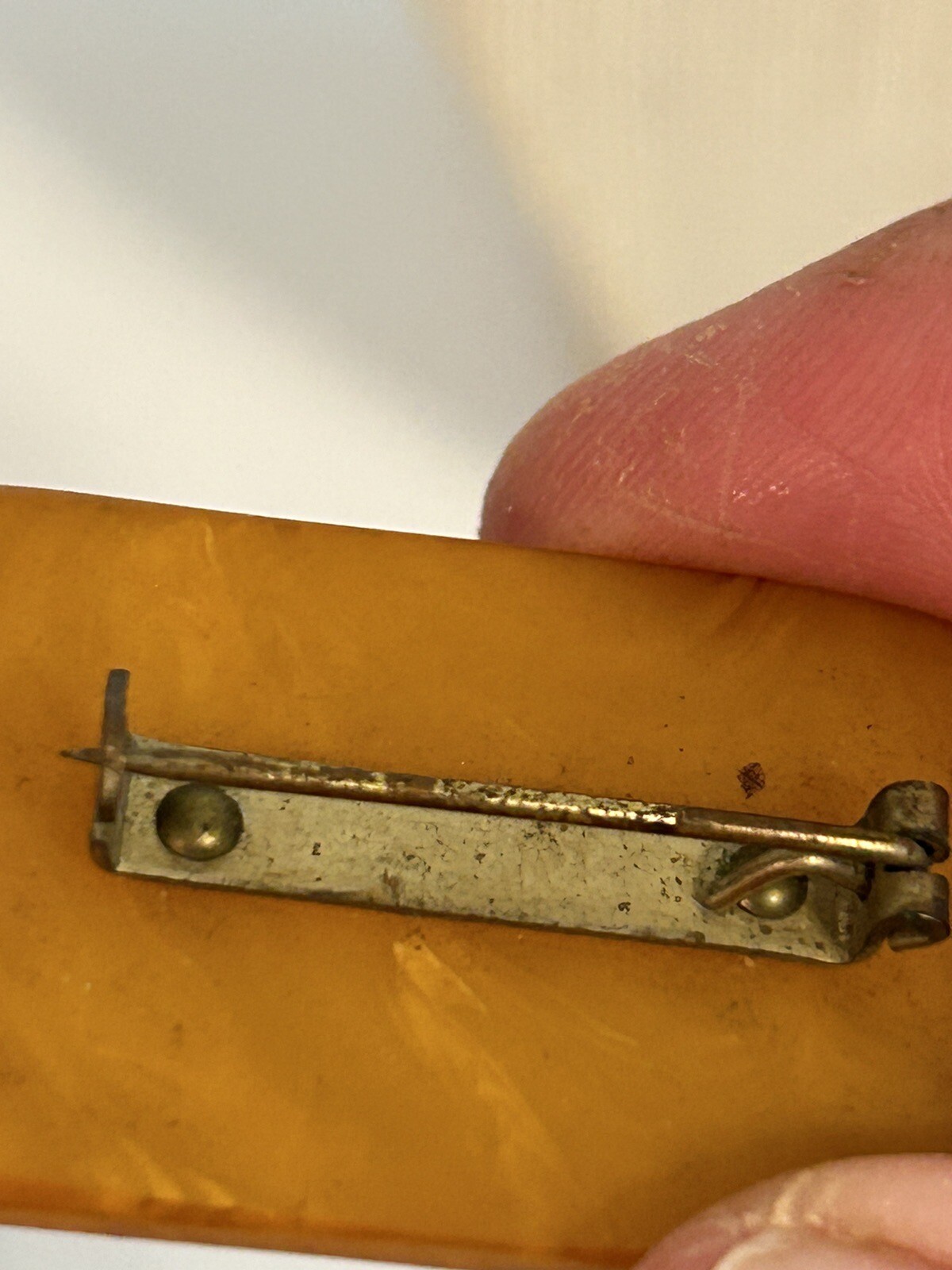 AntiqueVintage Natural Beryl YellowGold Colour Dress Pin