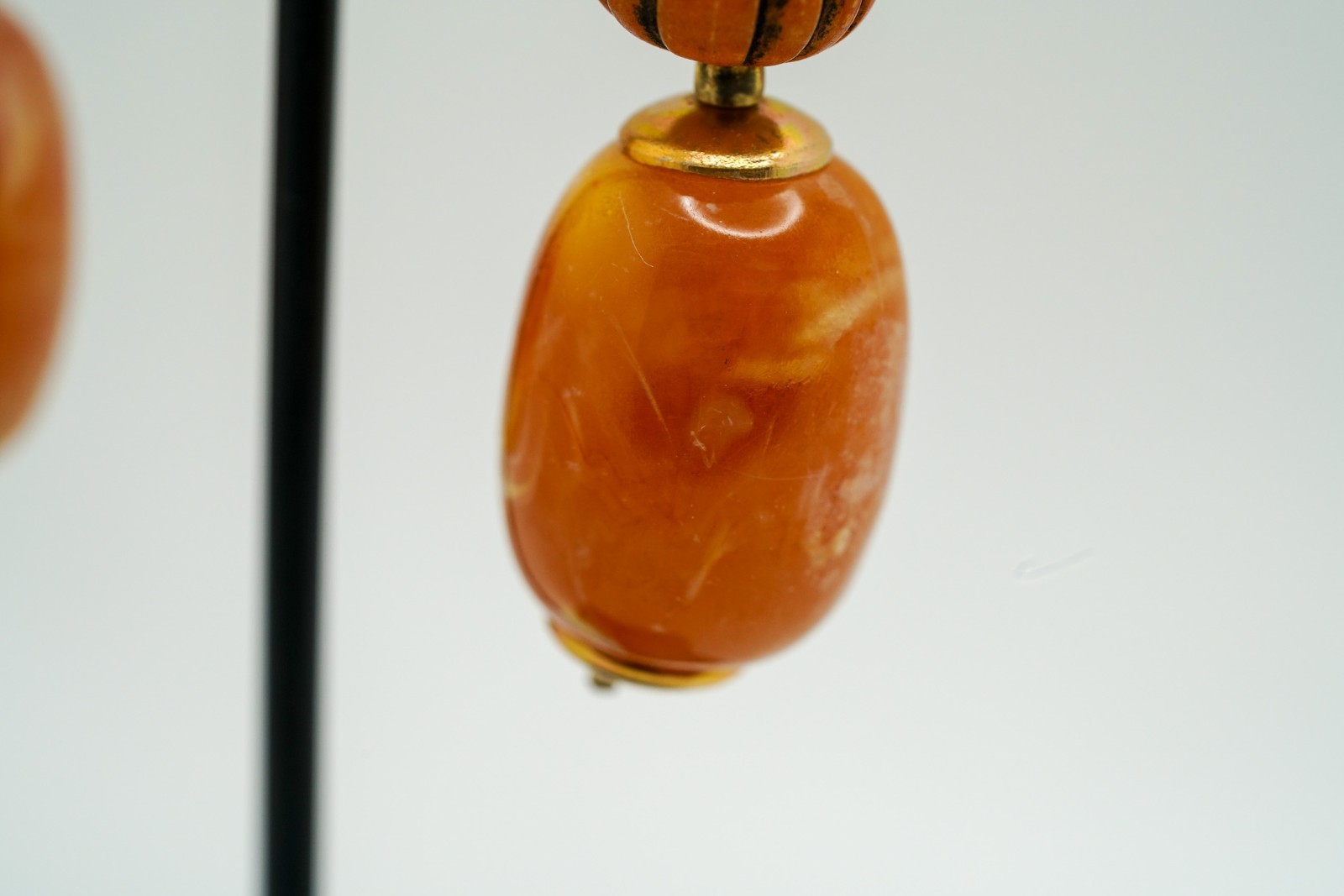 Vintage Faux Amber Dangle Earrings 5.8cm JB45