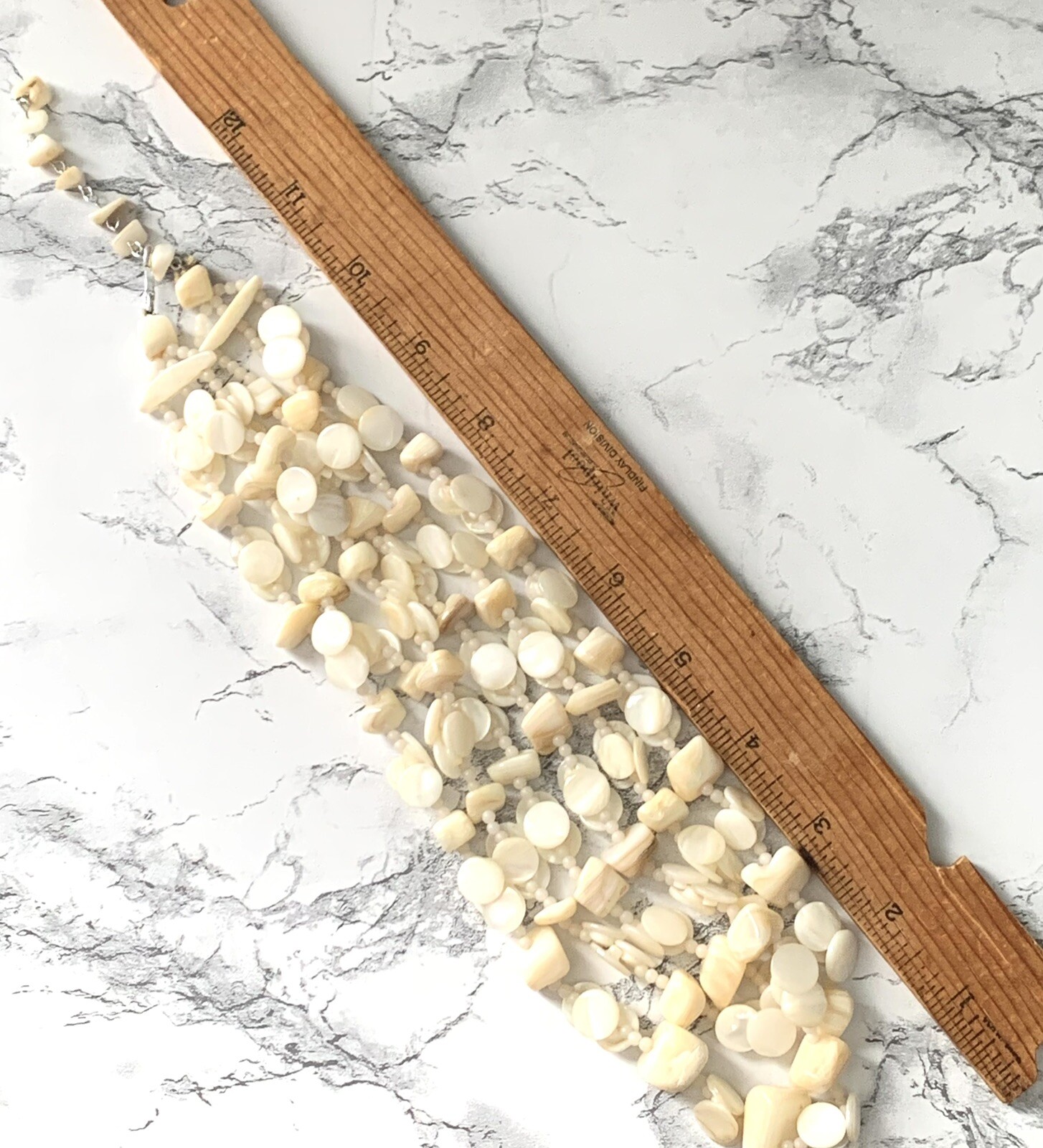 VINTAGE MULTI STRAND NECKLACE STONE & Shell NECKLACE Marked Japan