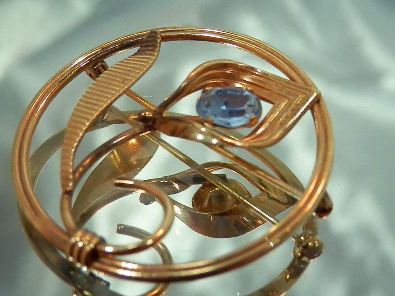 Art Deco Van Dell 12K Gold Filled Rhinestone Eternity Vintage 40’s Brooch 900s1
