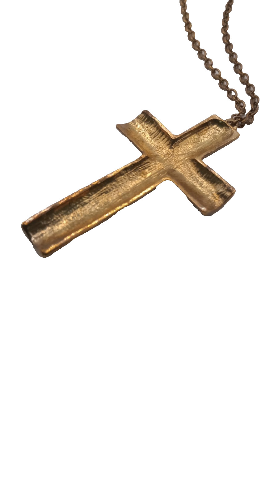 Vintage Enamel Cross Pendant Necklace Black Gold Tone 27 In