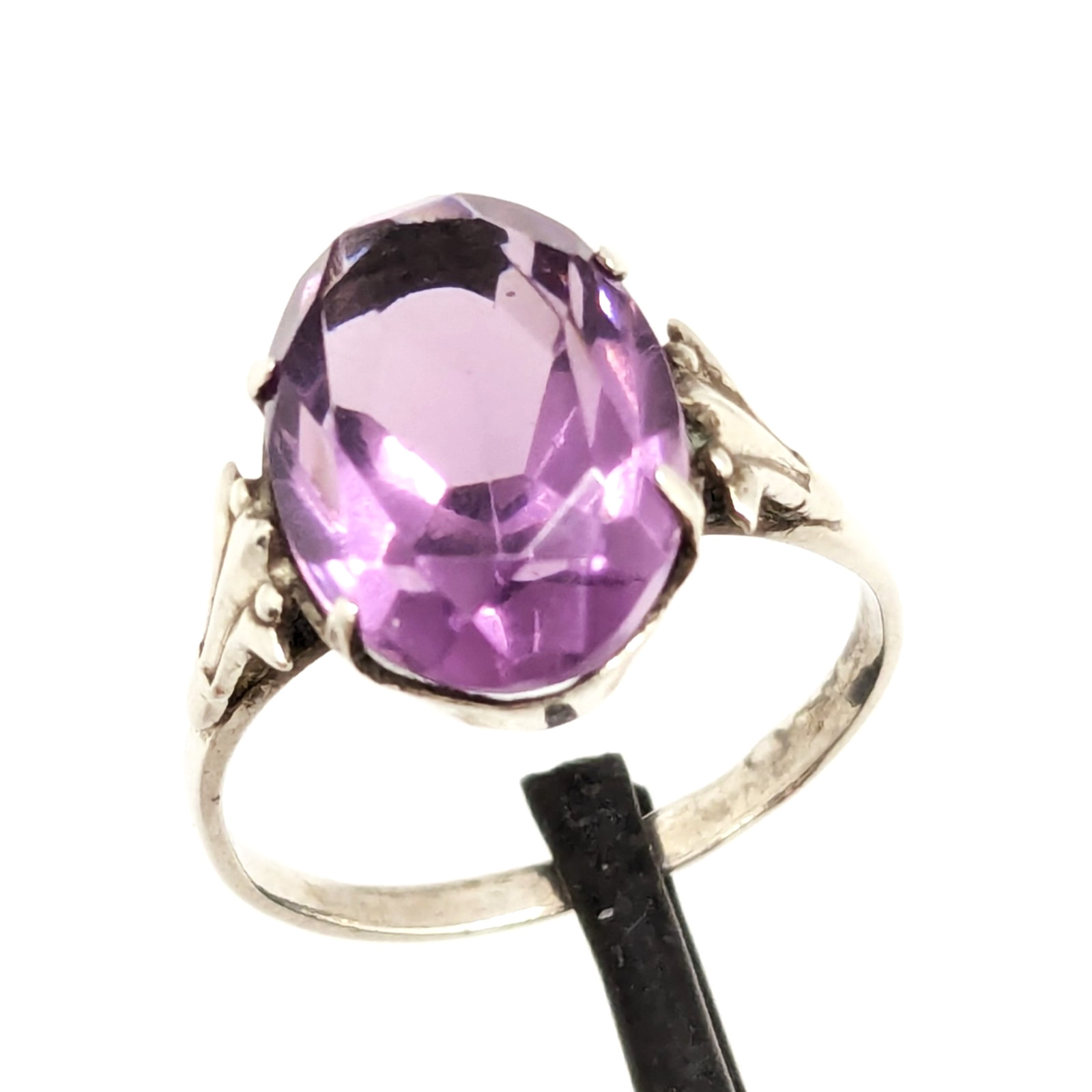 Vintage Soviet RING Silver⭐️875 Star stamp with Amethyst -size: 7US (17mm) | #73