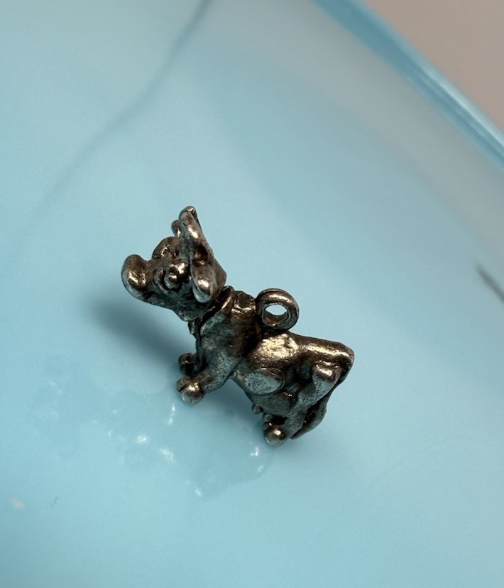 Vintage Solid Sterling Silver Cow Moving Head Bracelet Charm Pendant 3.4g