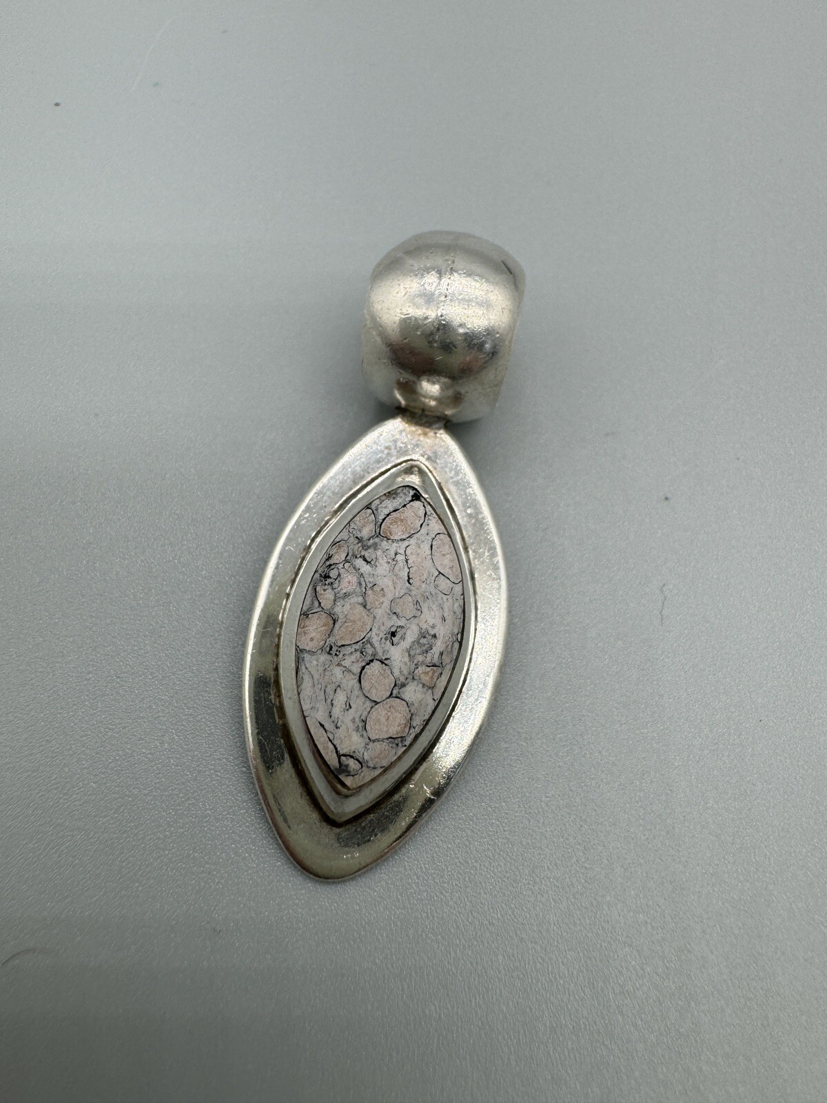 Vintage 925 Sterling Silver Mexico ATI Oval Crazy Lace Agate Amazing Pendant