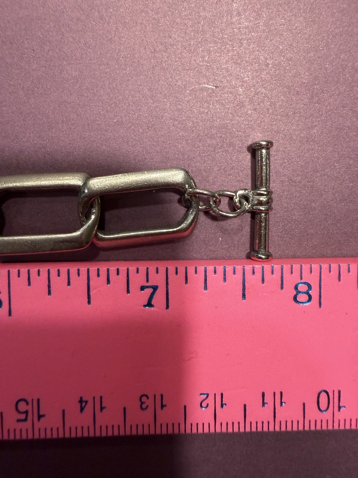 Unique Vintage Silver Large Link Bracelet / Toggle Closure / 7.5″ end to end