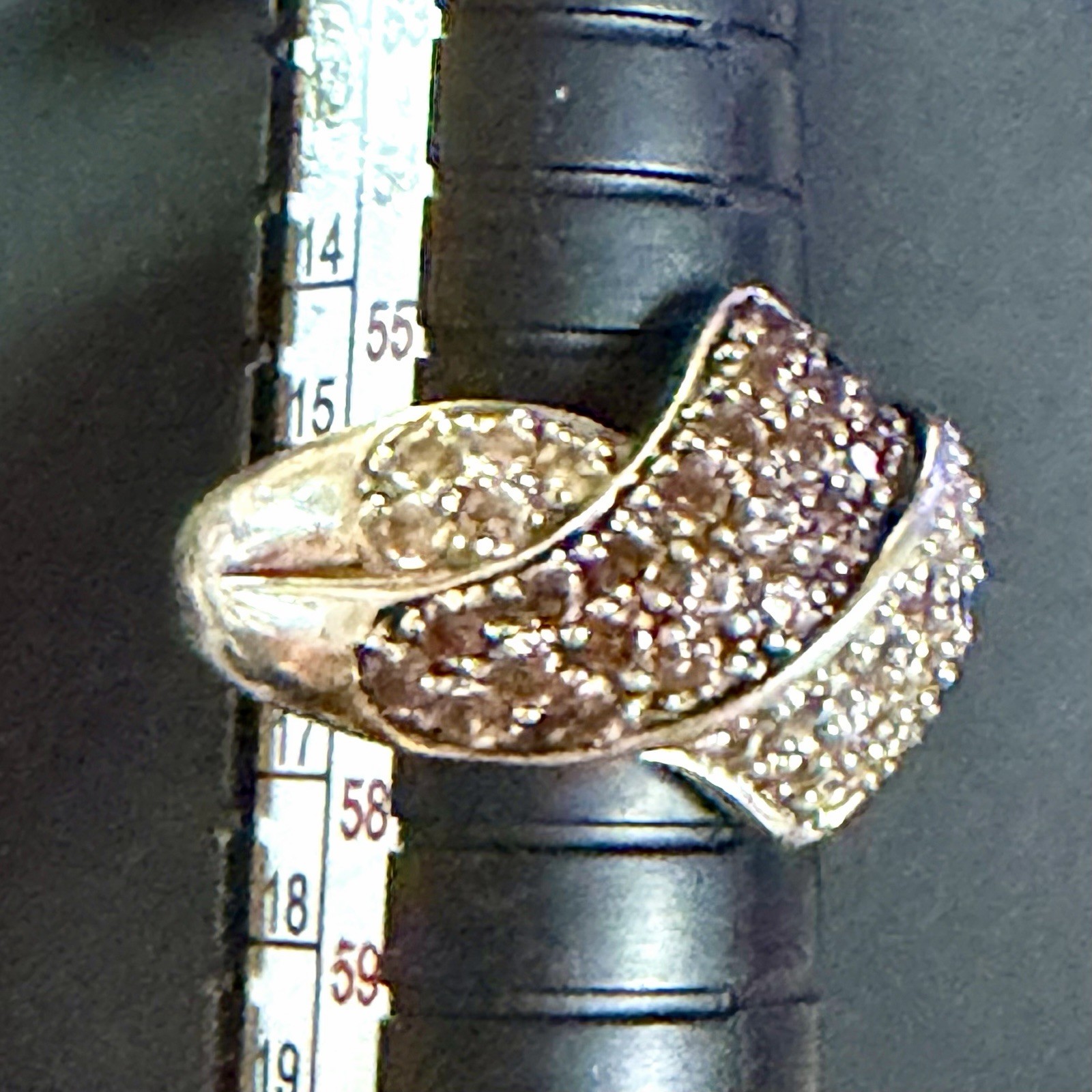 Stunning MEDA CZ Pave Sterling Silver Champagne Cocktail Ring Size 7.5 5g