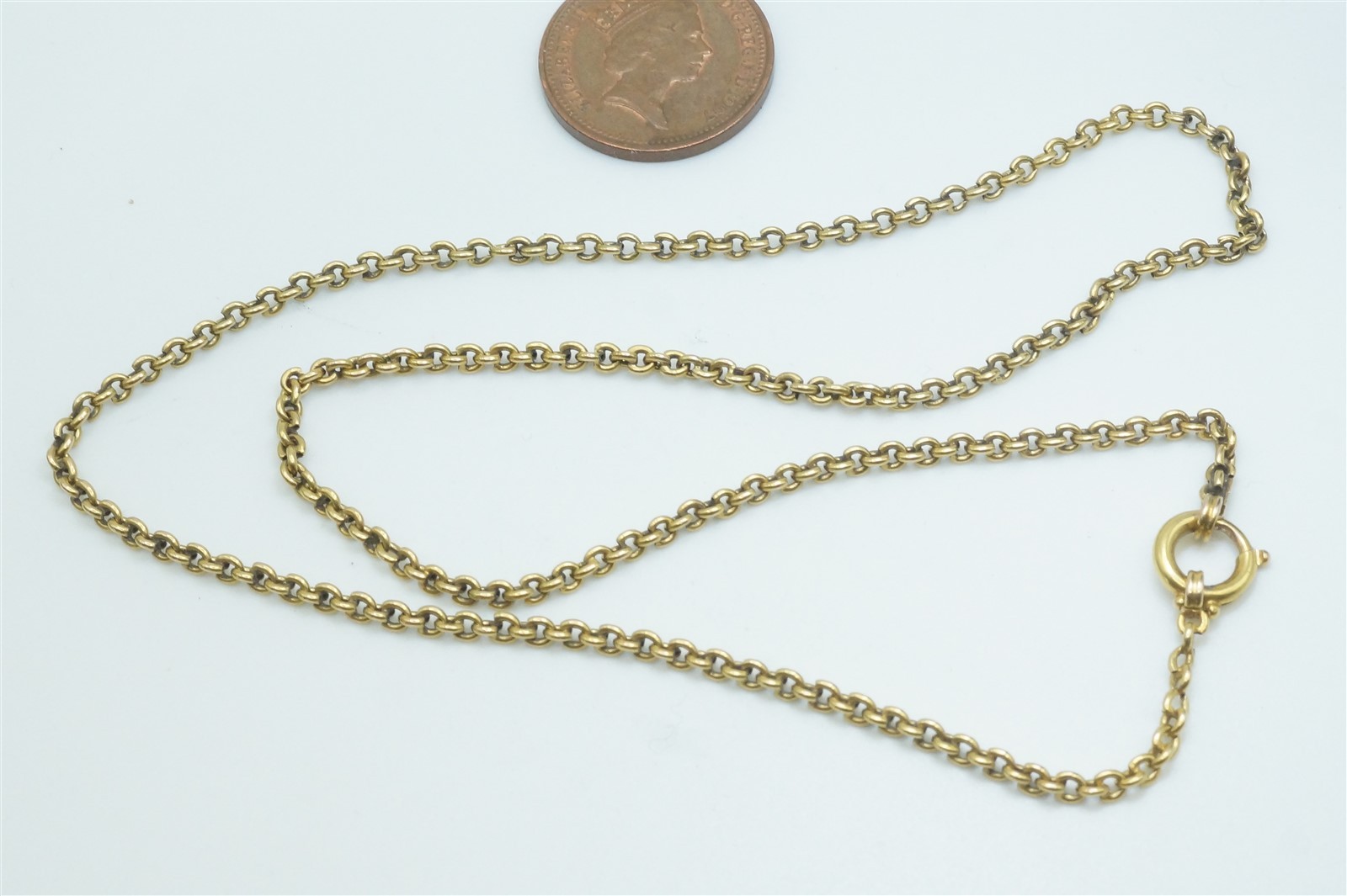 ANTIQUE ENGLISH 15K GOLD 16″ CHAIN NECKLACE c1880