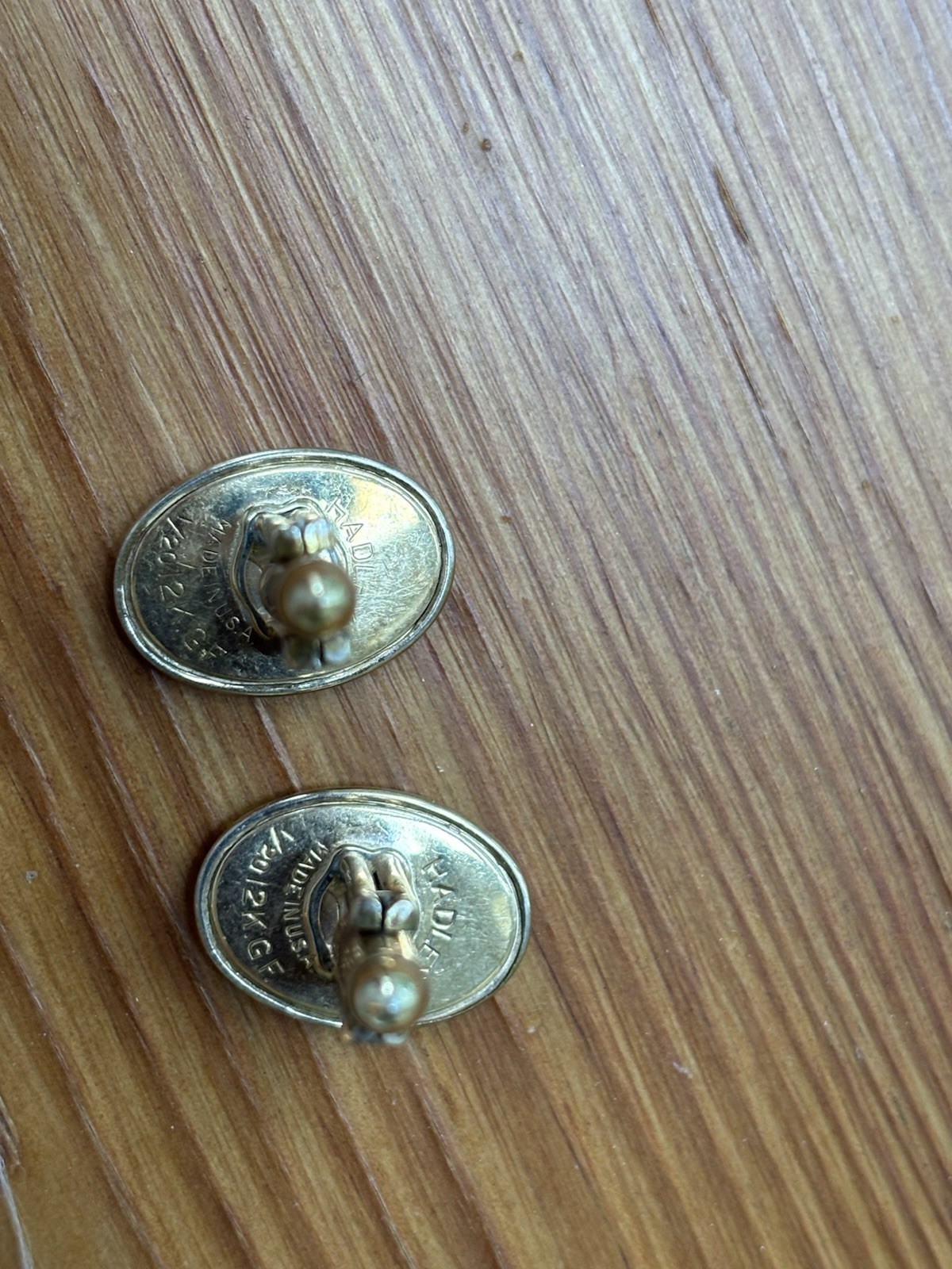 Vintage Hadley USA 12K Yellow Gold Filled Oval Bullet Back Cufflinks