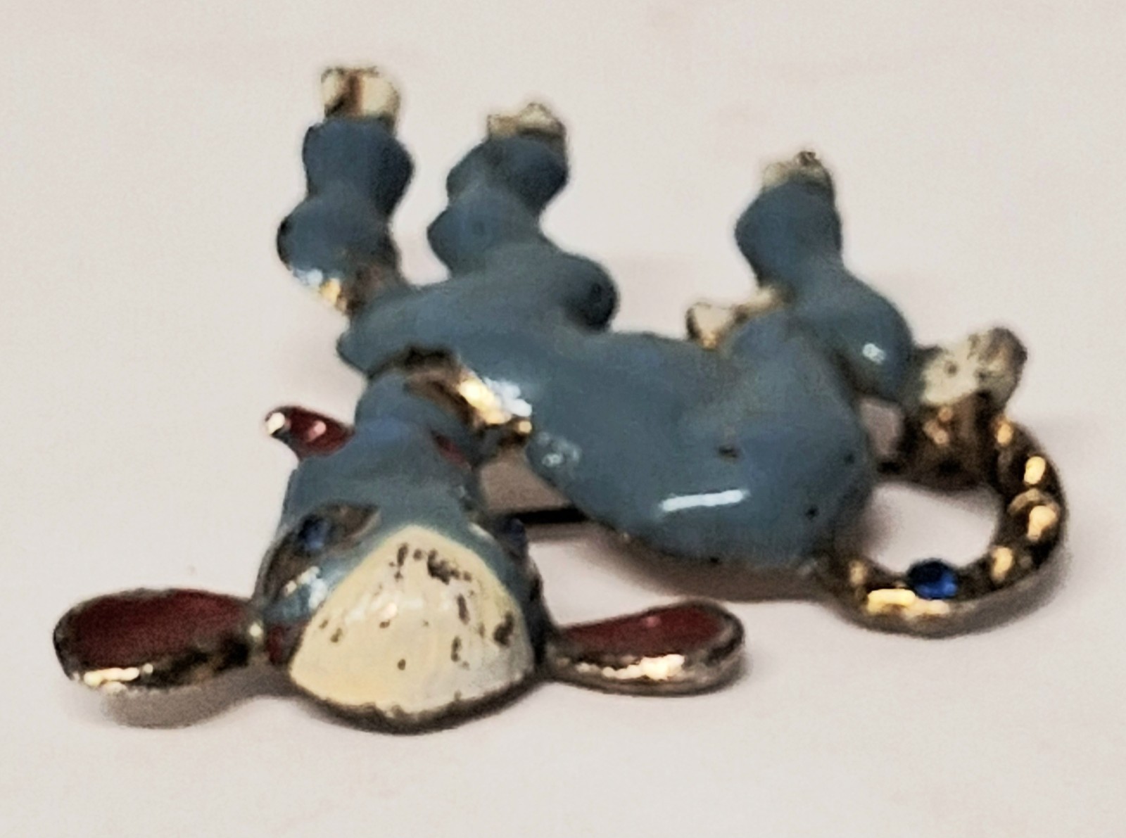 Vintage 1930’s Goldtone And Blue Enamel Cow Calf Brooch