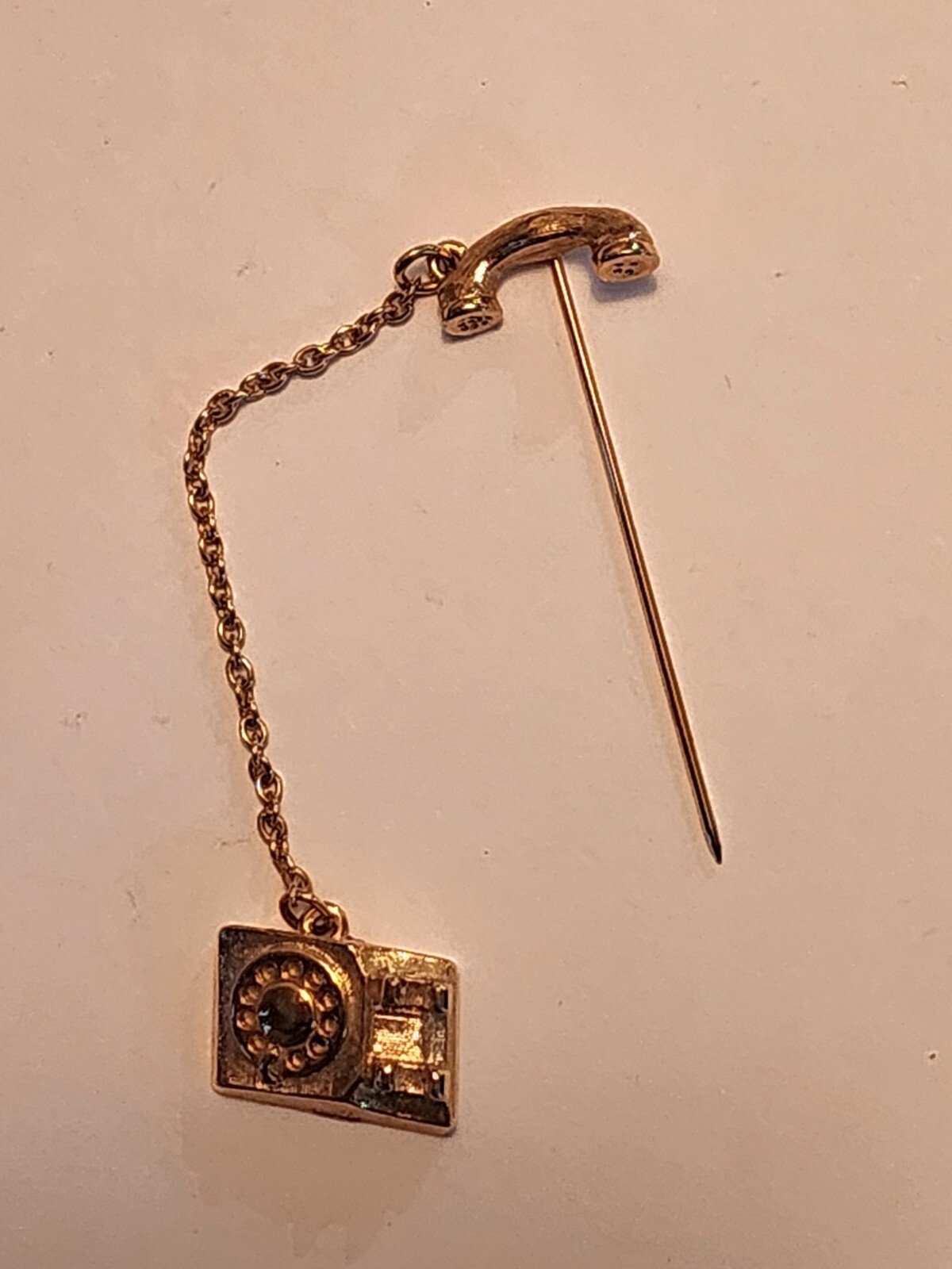 Vintage Avon Phone Stick Pin Gold Tone Rotary Dainty Approximately 2″