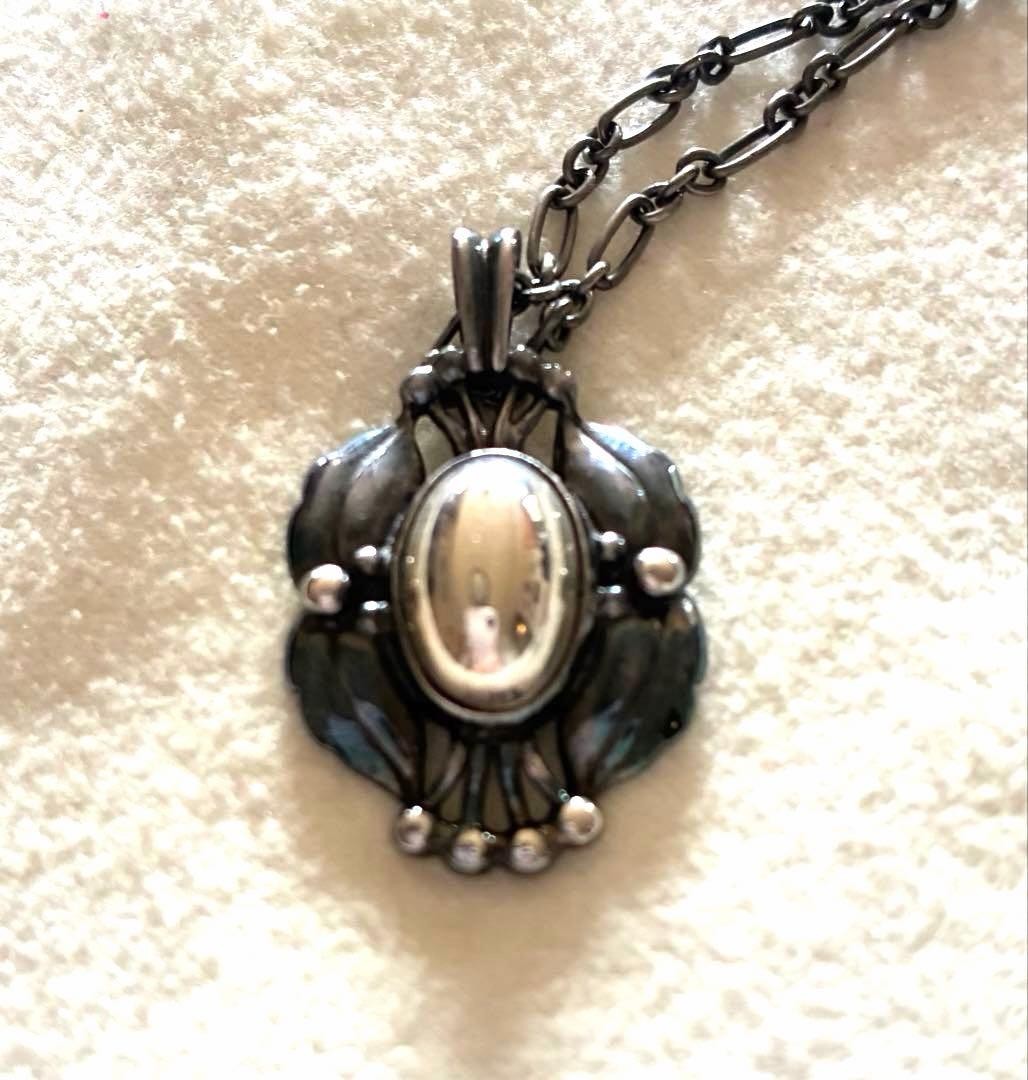 Georg Jensen Necklace 2000 Silver 925 Ear Pendant Classic Design 45cm