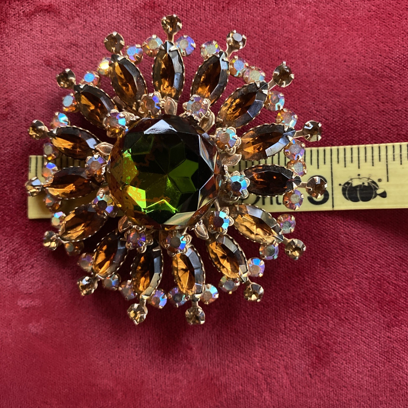 VINTAGE JULIANA DeLizza and Elster Brooch & Earrings Set-Rhinestone-STUNNING