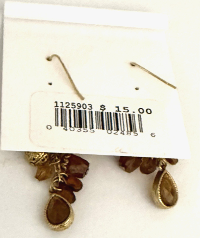 Vintage Robert Rose Gold Tone Amber Honey Beaded Lariat Style Pendant Necklace