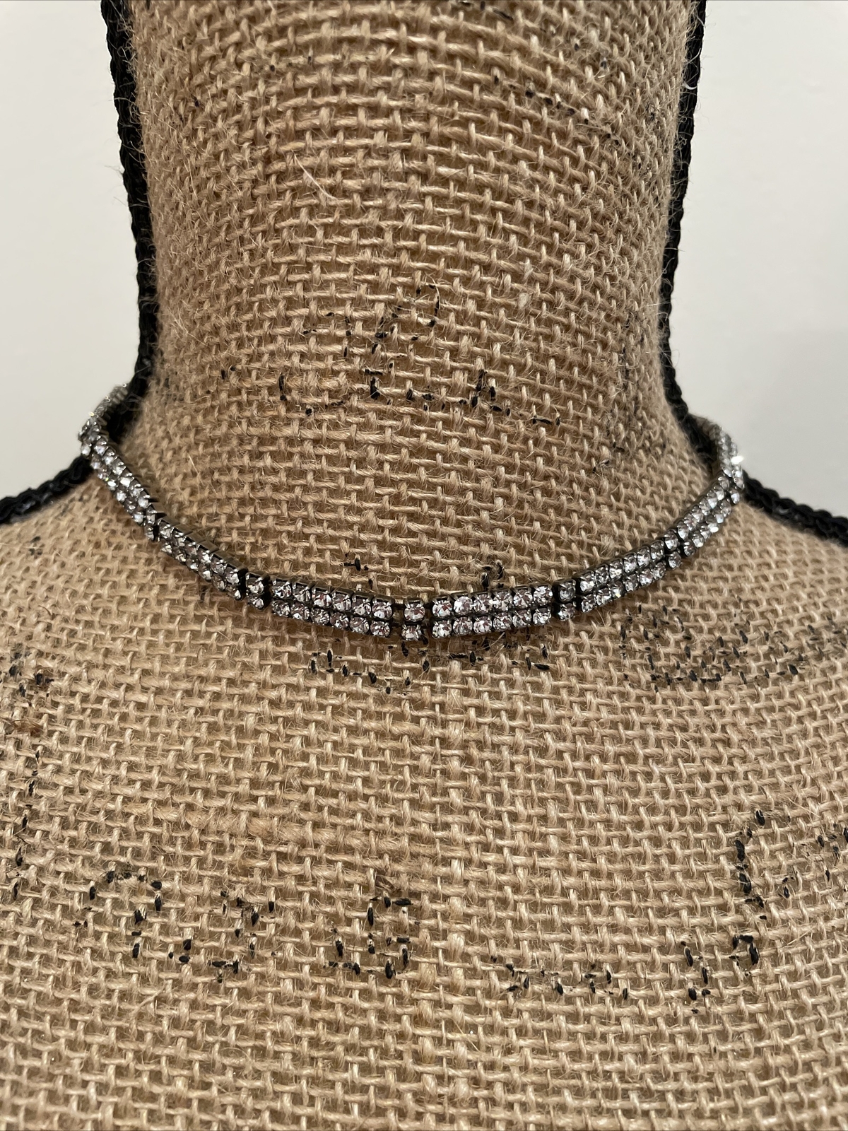 Vintage Women’s Unbranded Adjustable Rhinestone Choker Necklace, 16.5 In., Used
