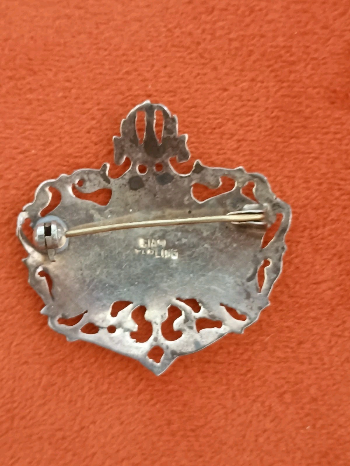 Vintage Siam Sterling Niello Brooch- Ramasoon & Mekhala Thai Mythology Story Pin