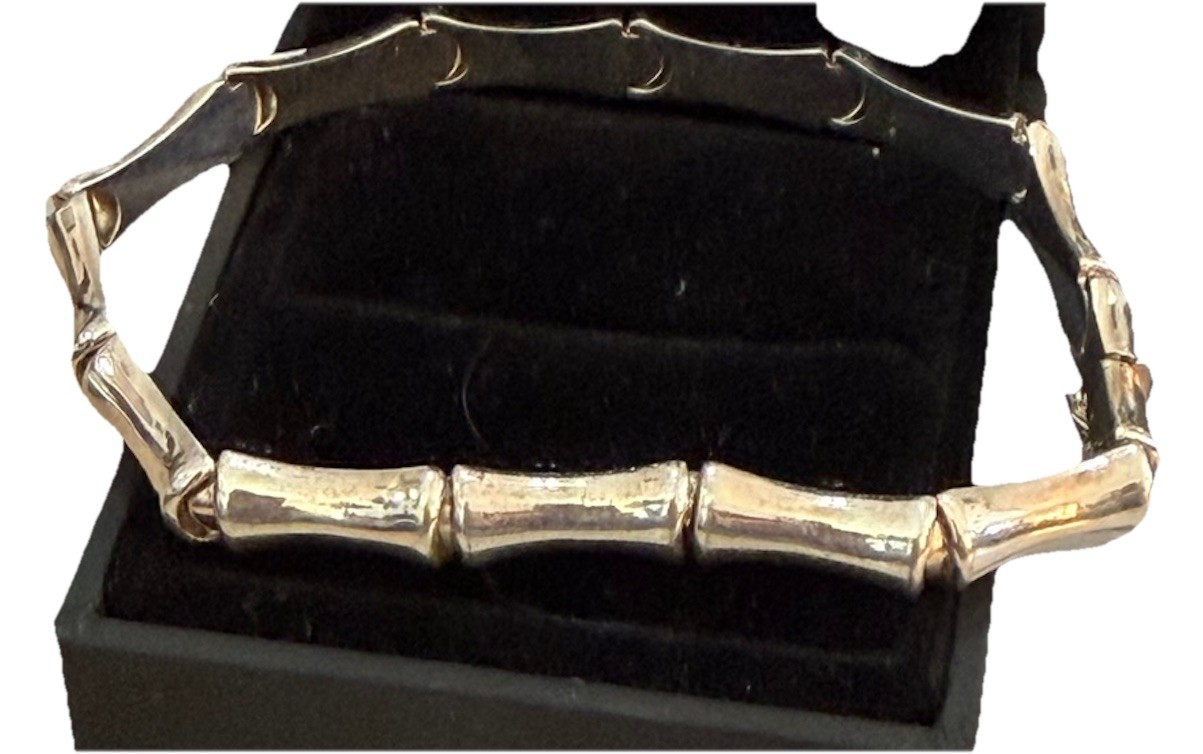 Vintage IBB 925 Sterling Silver Bamboo Link 6.75″ Bracelet 10.8 Grams ELEGANT