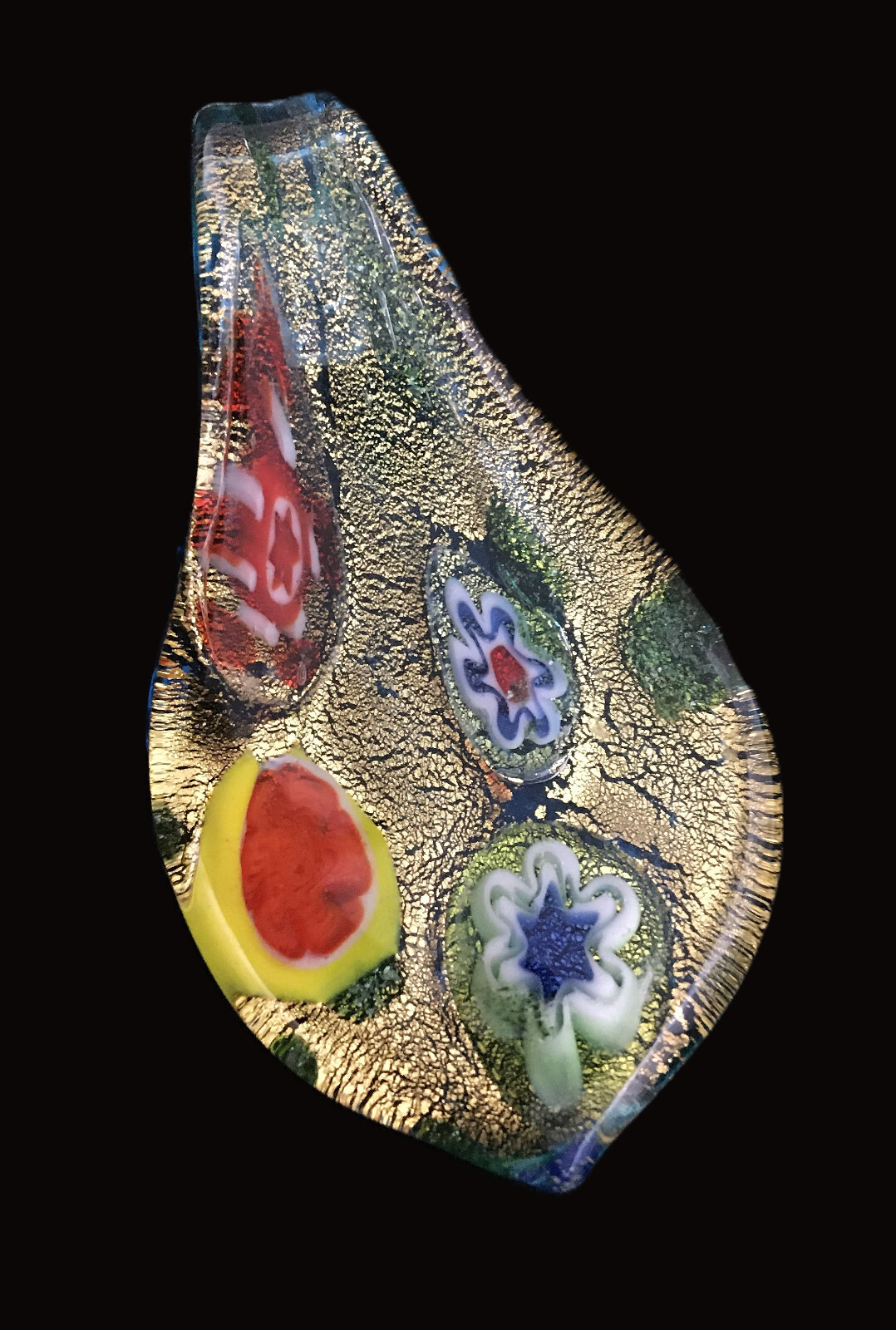 Lot of 3 Art Glass Porcelain Pendants Mosaic Abstract Designs Metallic Foil
