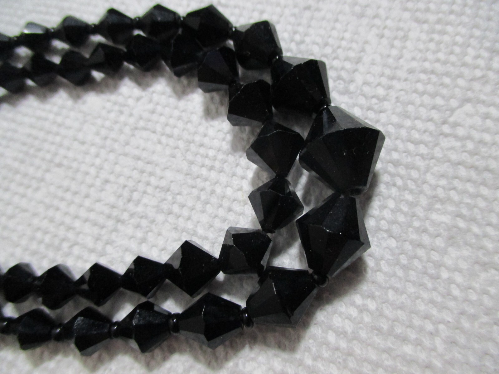 Vintage Jet Black Art Deco Lozenge Shape Beads Choker Necklaces Lot 2