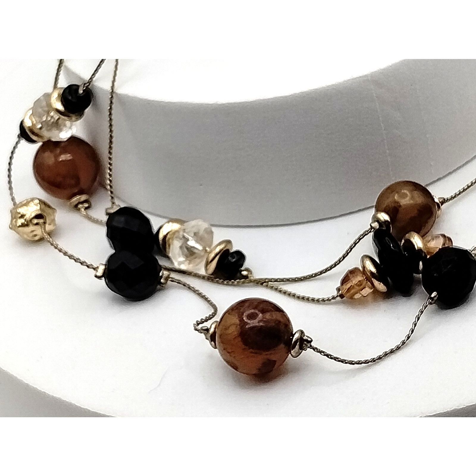 Vintage Jewelry Natural Stones, Carved Wooden Beads, Lucite and Metals Bracelets