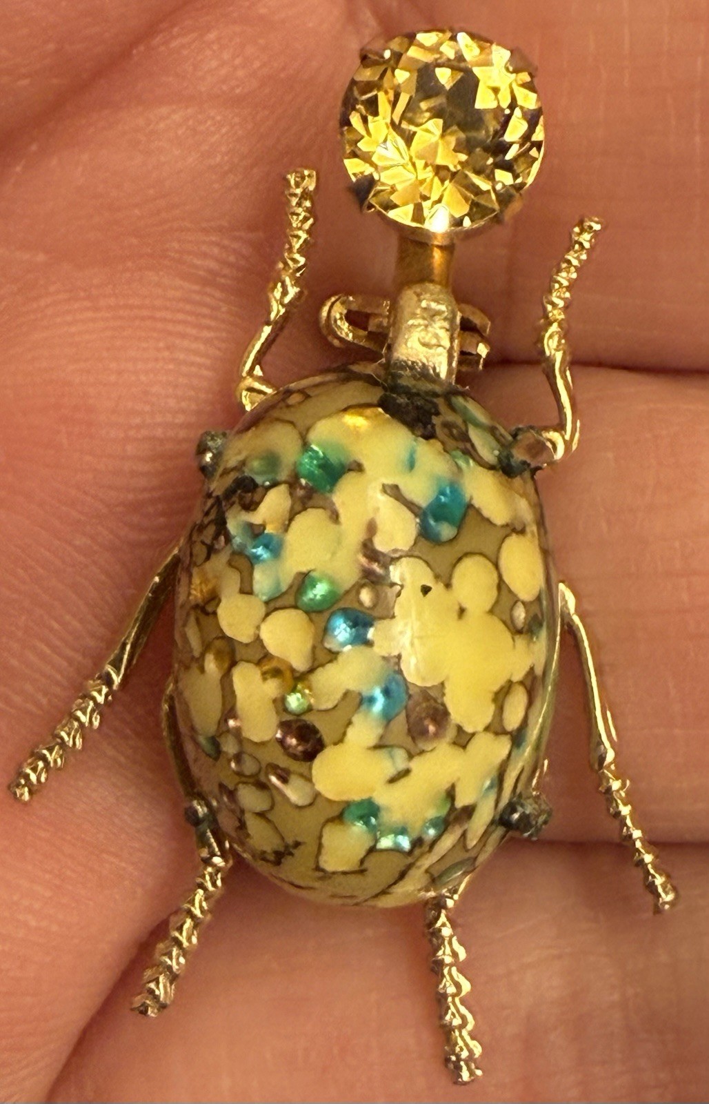 Vintage/Antique Goldtone Rhinestone Bug/Insect Brooch 1.5”