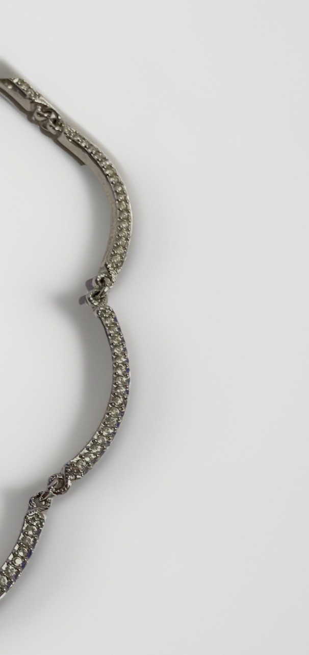 Vintage Swarovski Clear Pave Crystal Wave Collar Necklace-Signed Swan Mark