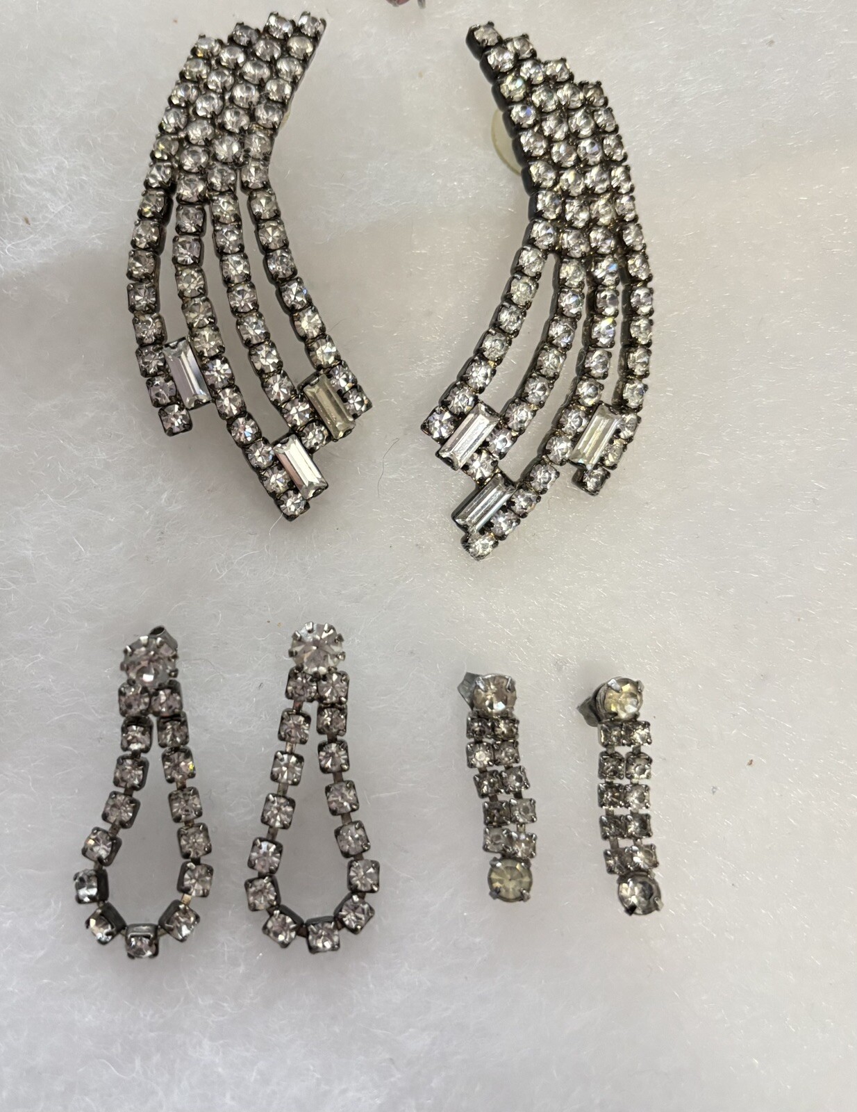 Estate Find Lot Of Silver Tone Earrings Drop-Dangle X 12 Pr