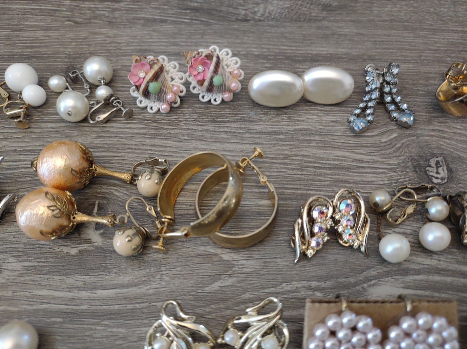 Estate Mixed Lot Costume Jewelry Earrings 77pr Clip On Screwback