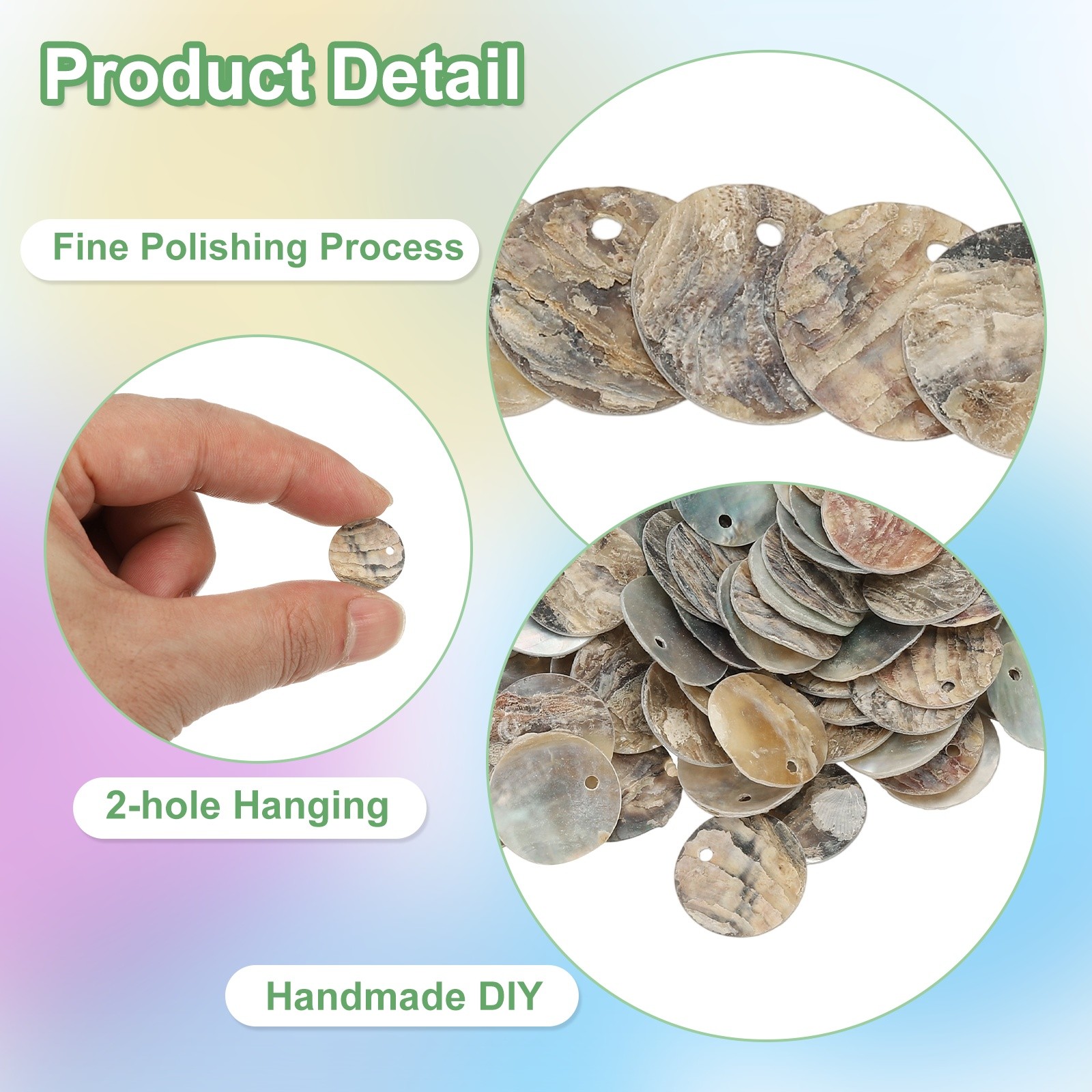 60Pcs Round Natural Capiz Shells 1.5cm/0.6″ Natural