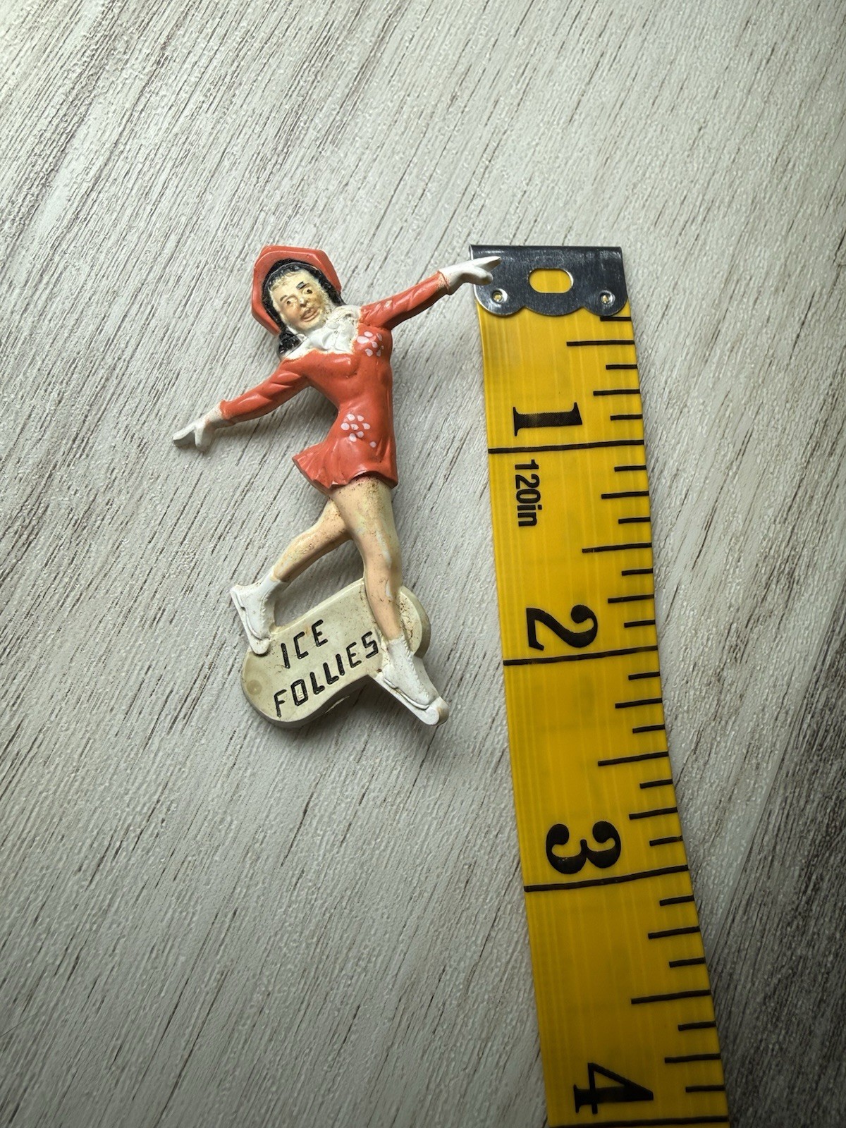 Vintage 1940s Ice Follies Figure Skater Pin Brooch Souvenir Collectible