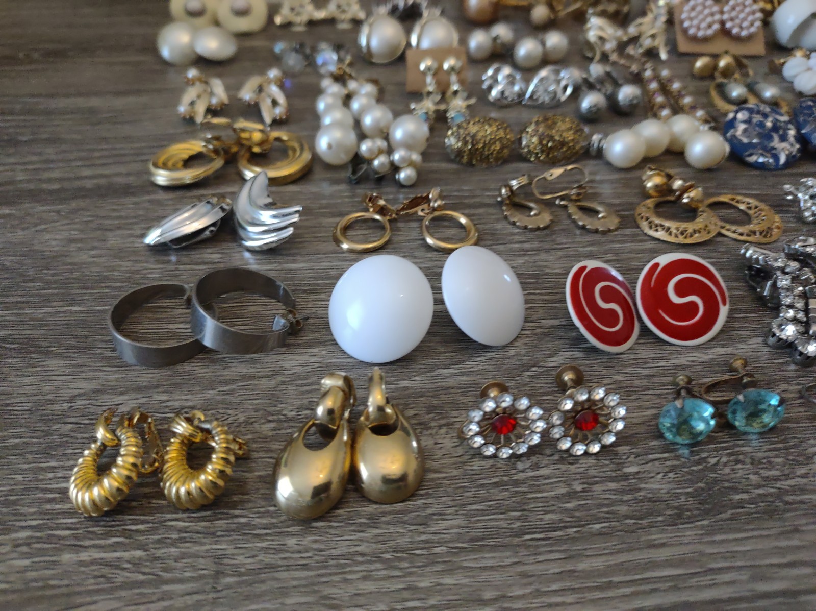 Estate Mixed Lot Costume Jewelry Earrings 77pr Clip On Screwback