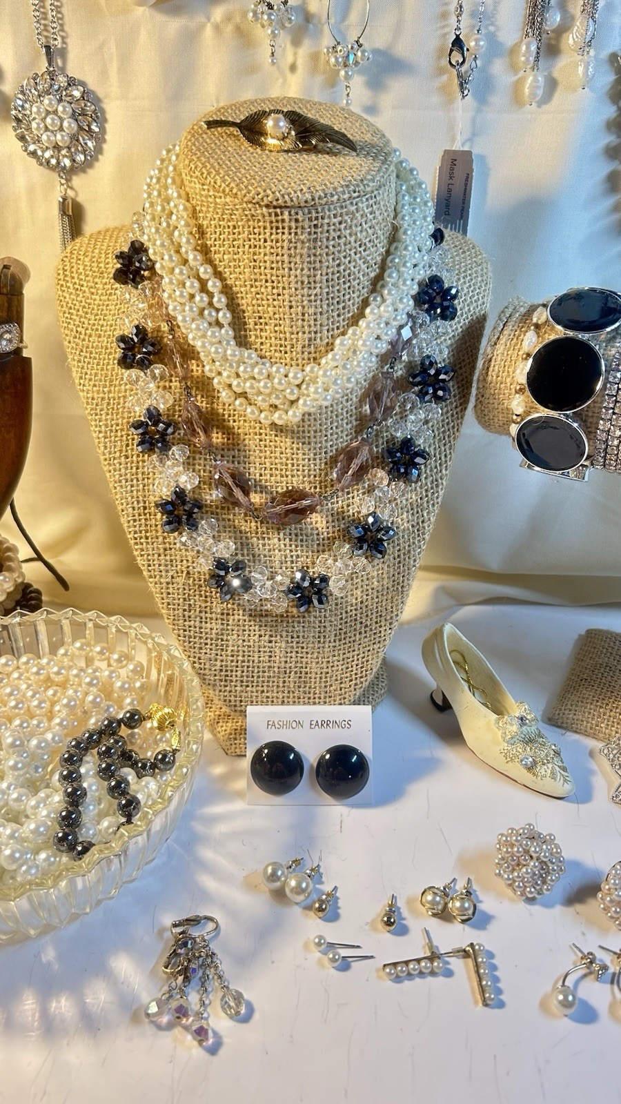 Vintage to Mod Black/White Estate Jewelry Lot 70+Pieces, 3.5lbs, Some Signed/NWT