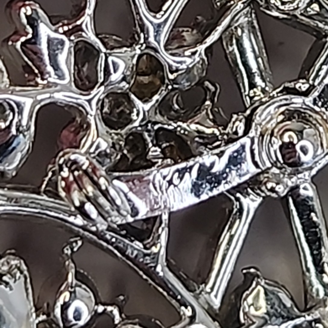 Rhinestone Flower Stem Brooch Clear Glass Silver Tone 2.25″