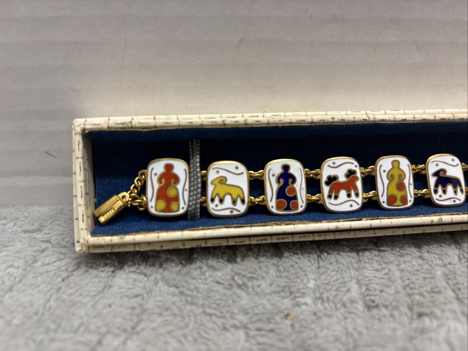 VINTAGE 1960’S LENINGRAD ENAMEL BRACELET SOVIET-ERA DYMKOVSKAYA